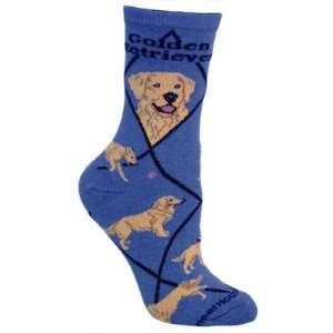   Golden Retriever Fun Novelty Pet Dog Blue Socks 