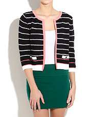 te amo striped poncho now £ 15 00 was £ 29 99 black 3 4 sleeve shrug 