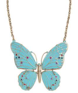 Turquoise (Blue) Enamel Butterfly Necklace  250192248  New Look
