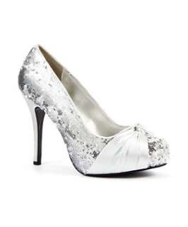 Silver (Silver) Ruby Prom Melanie Sequinned Bow Front Court Shoes 