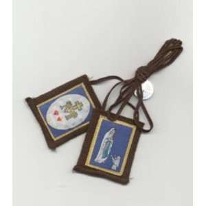   Scapular (1004) Our Lady of Lourdes on Blue Background