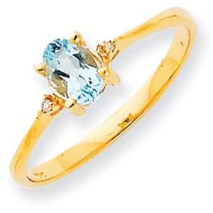  Diamond Aquamarine Birthstone Ring in 14k Yellow Gold (0 