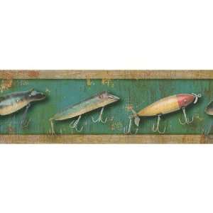 Wood Fishing Lure Wallpaper Border 