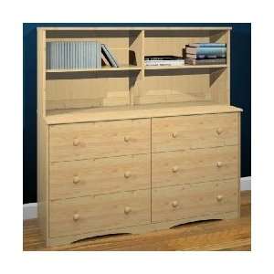  Solid Pine 6 Drawer Double Dresser with Hutch