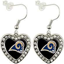   St. Louis Rams Sterling Silver Crystal Heart Earrings   