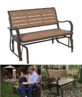 Lifetime Wood Simulated Glider Bench Patio Furniture  