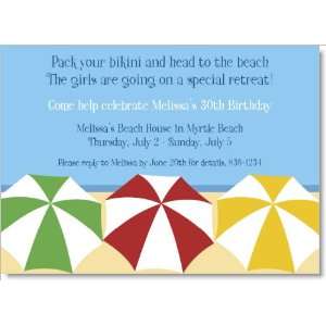  Three Beach Umbrellas Party Invitations Health & Personal 