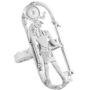  Egyptian Jewelry Silver Horus Ring   Size 7 Jewelry
