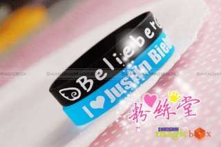 New 2 Colors Justin Bieber Fans Wrist Band Bracelet 011  
