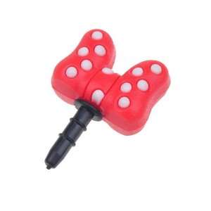  3.5mm Red Butterfly Stereo Headset Dustproof Plug Ear Cap 