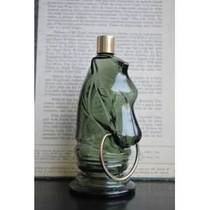 Vintage Avon Decanter, Horse Head, Green Glass Bottle