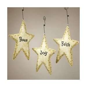  Pack of 12 Rustic Inspirational Peace, Faith and Joy Star 