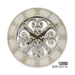   The Crest   Open Dial White Cast Metal Clock