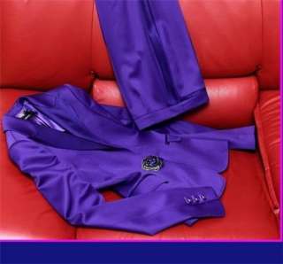    GIANNI VERSACE purple fiore power PANTS SUIT IT38 USA 2/4  