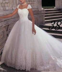 Modest White Wedding Dresses Bridal Gowns Applique Bride Party Ball 
