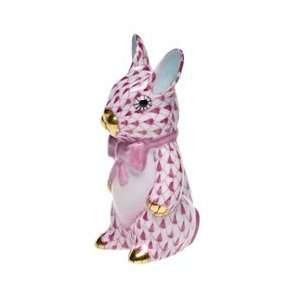 Herend Bunny With Bowtie Raspberry Fishnet
