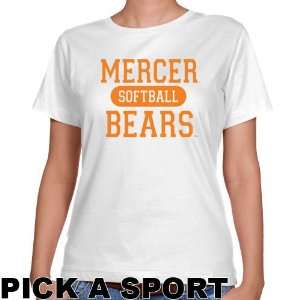 Mercer Bears Ladies White Custom Sport Classic Fit T shirt    