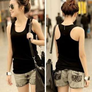 Korean Womens Chic Cotton Slim Fit Sleeveless Vests Sexy Tops One Size 