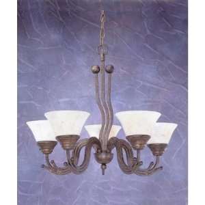 Wave 5 Light Uplight Chandelier with Italian Marble Glass Shade Finish 