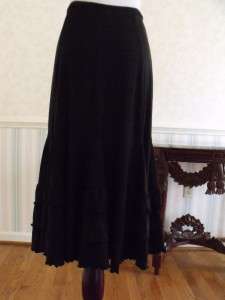   Loft SIZE XSP Black Knit Skirt 8 Gored Ruffled Panels  So Feminine