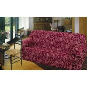 3Pc Burgundy Jacquard Sofa / Loveseat / Chair Slipcover 