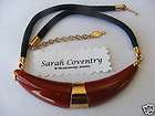Sarah Coventry New Yorker Choker Necklace Burgundy Red Lucite Black 