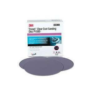 3M 02088 Trizact Hookit 6 P1500 Grit Clear Coat Sanding Disc, (Box of 
