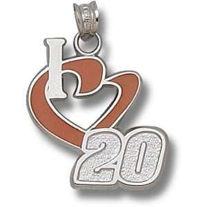 14K White Gold Joey Logano #20 I Heart 20 NASCAR Heart 