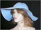 NEW BLUE HAT COTTON FLOPPY SUN BEACH HAT WITH 4 1/2 INCH LARGE BRIM M