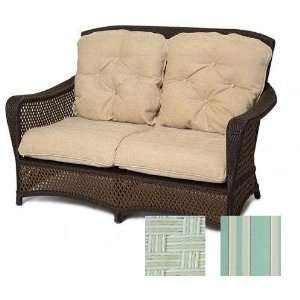   Bisque Finish Love Seat With Tide Surf Fabric Patio, Lawn & Garden