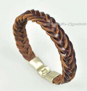 Cool R&B genuine Leather Braidrd Bracelet Wristband 01  