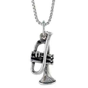    Sterling Silver Trumpet Pendant, 3/4 in. (19 mm) Long. Jewelry