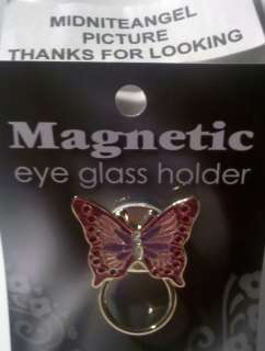 RED PINK PURPLE BUTTERFLY MAGNETIC EYE GLASS HOLDER  