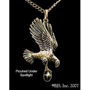   Gold, Star Diopside set gemstone, Eagle Animal Jewelry, 14 k gold