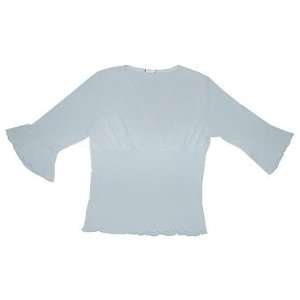  3/4 Bell Sleeve V neck Fitted Top in BABY BLUE   Ladies 