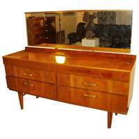 1950s American 6 Drawer Wood Dresser with Mirror PRICE REDUCED  
