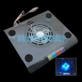 USB Fan Laptop Notebook PC Cooler Cooling Pad Blue LED  