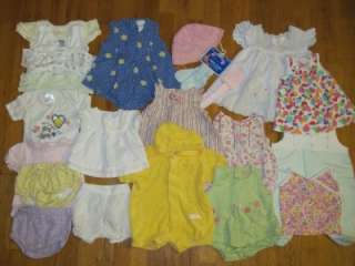 Baby Girls 0 3 mo Summer Clothes Lot Dresses Onesies Tops Hat Socks 