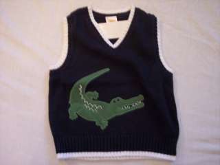 NWT Boys Gymboree Social Golf Pro blue alligator sweater vest ~ 12 18 