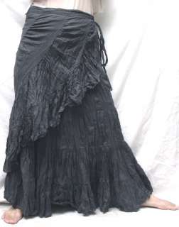Wrap Tier Long Cotton Skirt Gypsy Boho One Size M L XL  