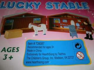 NEW Lucky Star Stable 7 pc. Wood Set Dolls Horse House Barn Toy 
