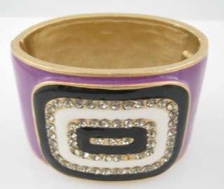 DESIGNER Purple Black White Enamel Rhinestone Bracelet  