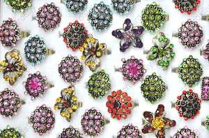 5X Wholesale jewelry lots handcraft Rhinestone Flower adjustable 