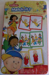 NEW CAILLOU MATCH IT GAME TIN CASE CHUNKY CARDS  