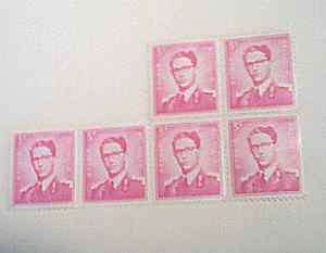 NEW BELGIUM POSTAGE STAMPS~Set of 6~ 3 cent stamps~Vint  
