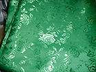 Satin blnd medium green colored jacquard rose print 58