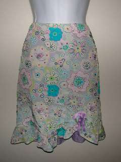 Floral Sequin Print NANETTE LEPORE Silk Skirt Bow 8  