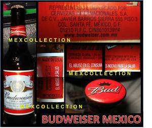 BOTTLE BUDWEISER 355 mL MADE IN USA SOLD IN MEXICO RARE  