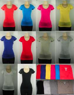 New Womens V Neck Tee Tank Top   3 Pack   10 Colors Size S M L VNeck 
