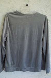 NEW BLAIR PLUS SIZE SILVER GRAY SOFT VELOUR LONG SLEEVE PULLOVER TOP 